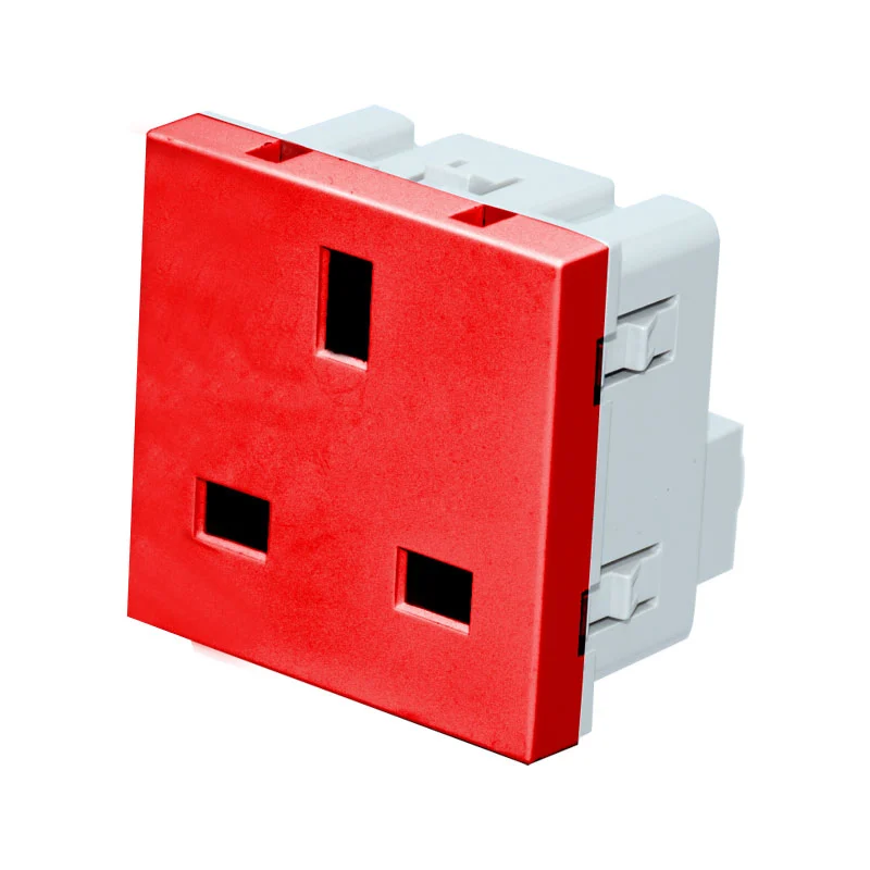 British Standard Red 3Pin Socket Module